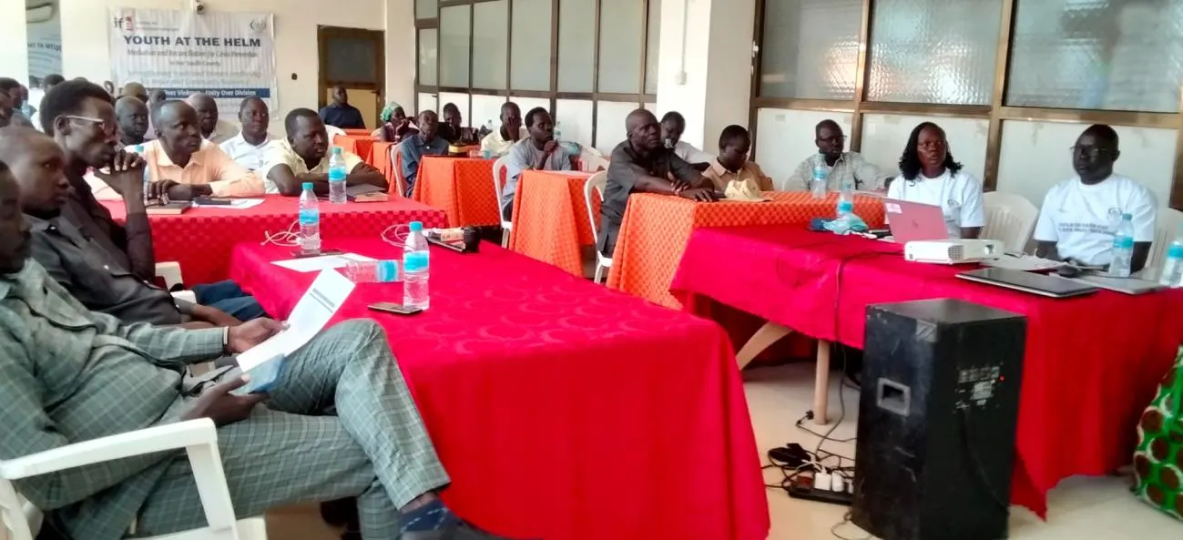 Stakeholders participating in the official project launch in Bor Town.