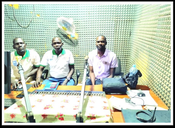 Radio panel sharing information about legal aid and access to justice.